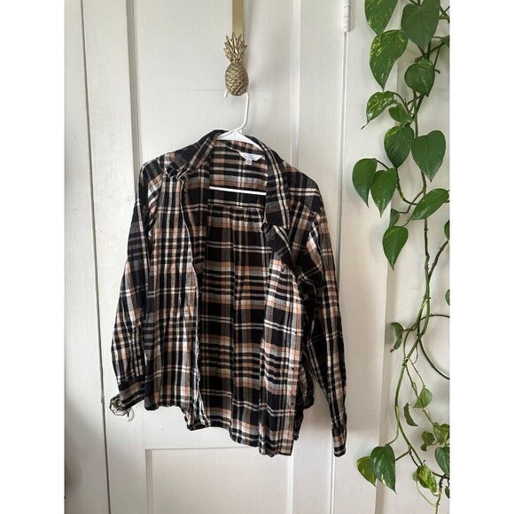 Time and Tru women’s size large plaid flannel long sleeve shirt - Picture 1 of 6